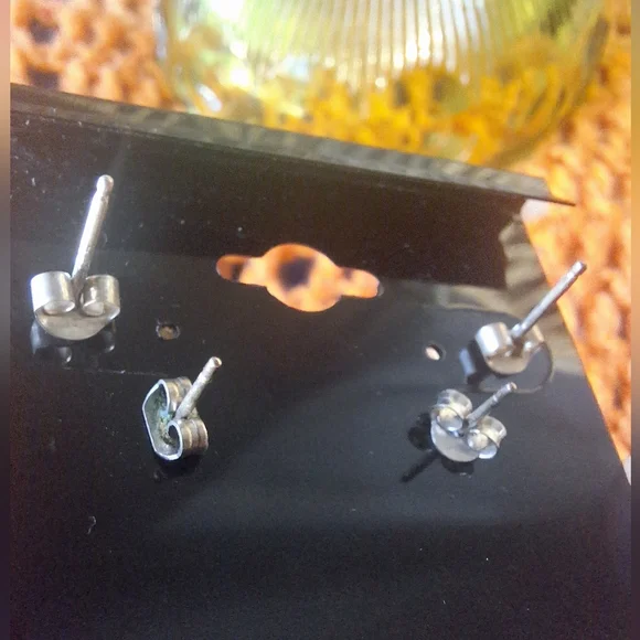 Native American Sterling 925 Silver Signed Earrings Set of 2 Turquoise Stones - Picture 4 of 8